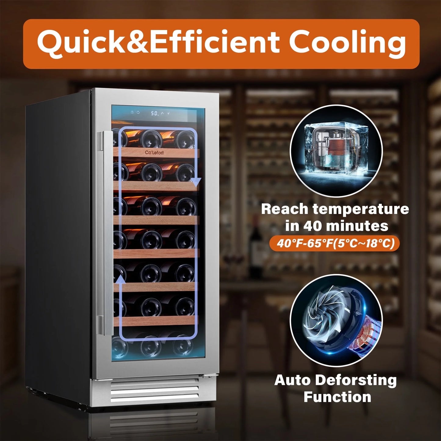 15 Inch Wine Refrigerator,33 Bottle Wine Fridge Freestanding & Built-In Wine Cooler