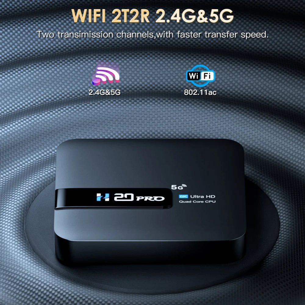 H20PRO Android 10 TV Box 16GB Support 2.4G/5G WIFI 4K HD Video Media Player Android TV Box 1080P Set Top Box