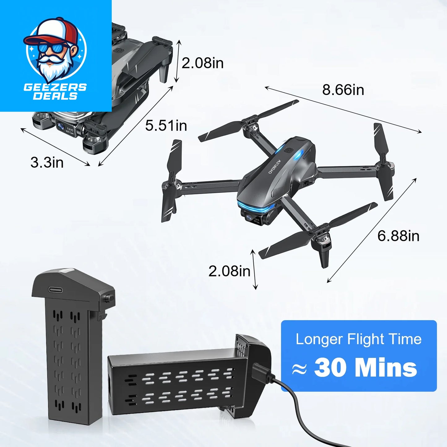 1080P FPV Drone for Adults with Brushless Motor and Optical Flow