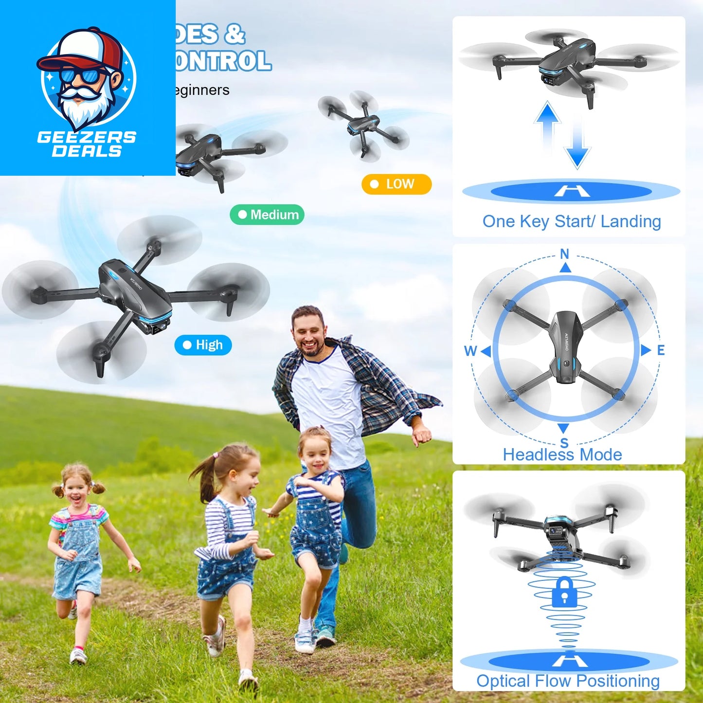 1080P FPV Drone for Adults with Brushless Motor and Optical Flow