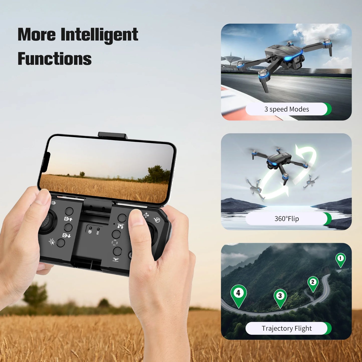 2.4G 4Ch Dual Camera, Remote Control Quadcopter ,High Definition Airplane ,Rc Drone Gifts Toys,3 Battery