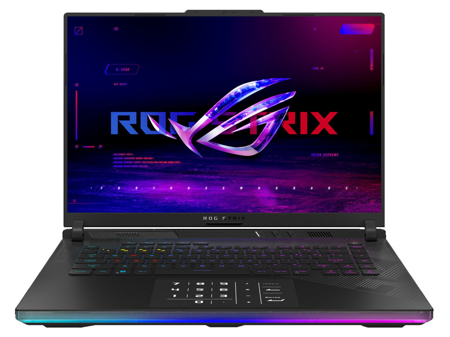 ROG Strix SCAR 16 G634JZR-XS96 - Intel Core I9 - I9-14900Hx / up to 5.8 Ghz - Win 11 Pro - Geforce RTX 4080 - 32 GB RAM - 1 TB SSD Nvme, Raid 0 Configuration, Performance - 16" 2560 X 1600 (WQXGA) @ 240 Hz - 2.5 Gigabit Ethernet - Wi-Fi 6E, Bluetooth