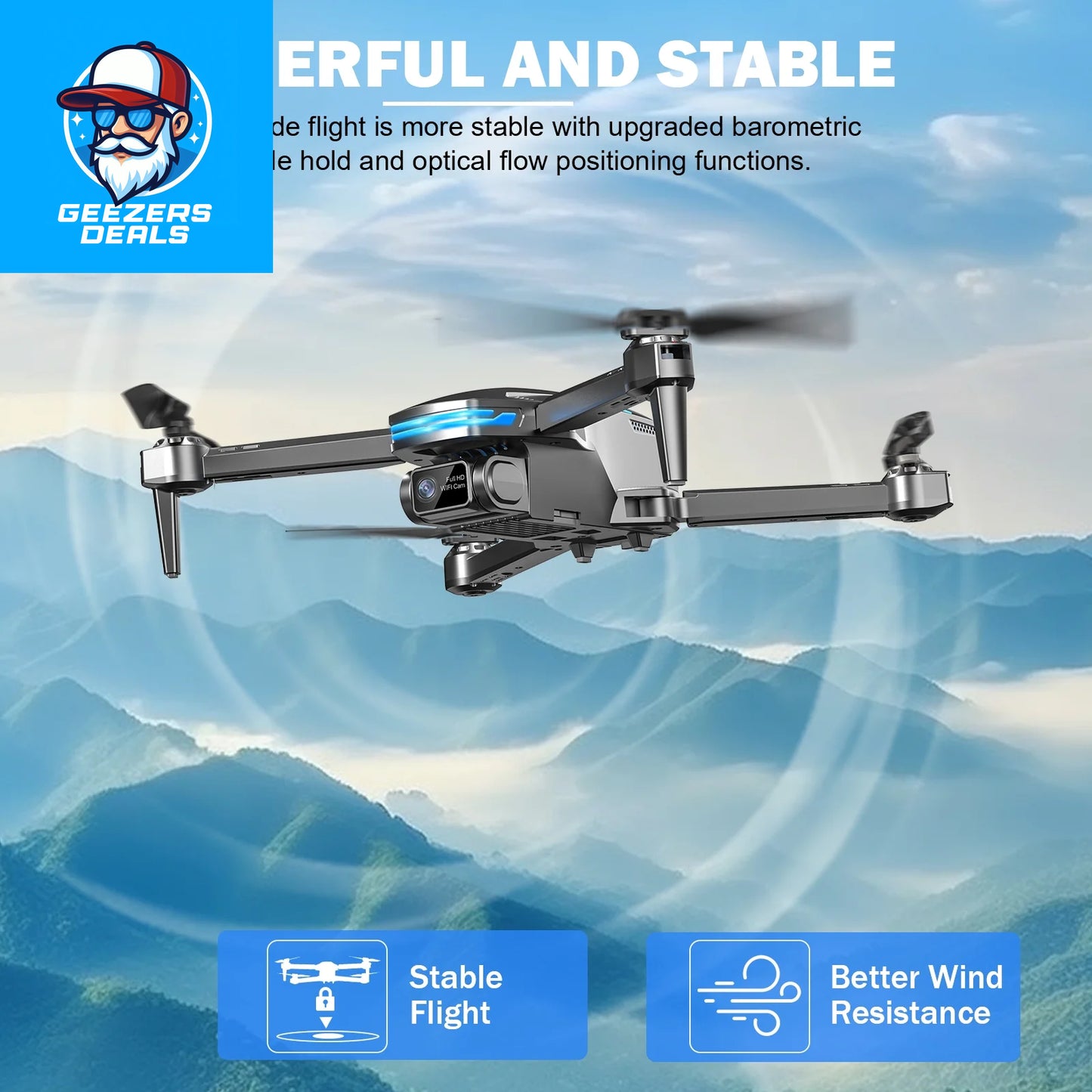 1080P FPV Drone for Adults with Brushless Motor and Optical Flow