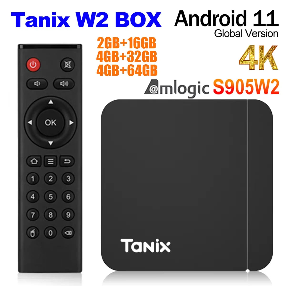 W2 Android 11 TV Box Amlogic S905W2 2GB 16GB 2.4G/5G Dual Wifi BT Media Player Set Top Box VS X4 Box