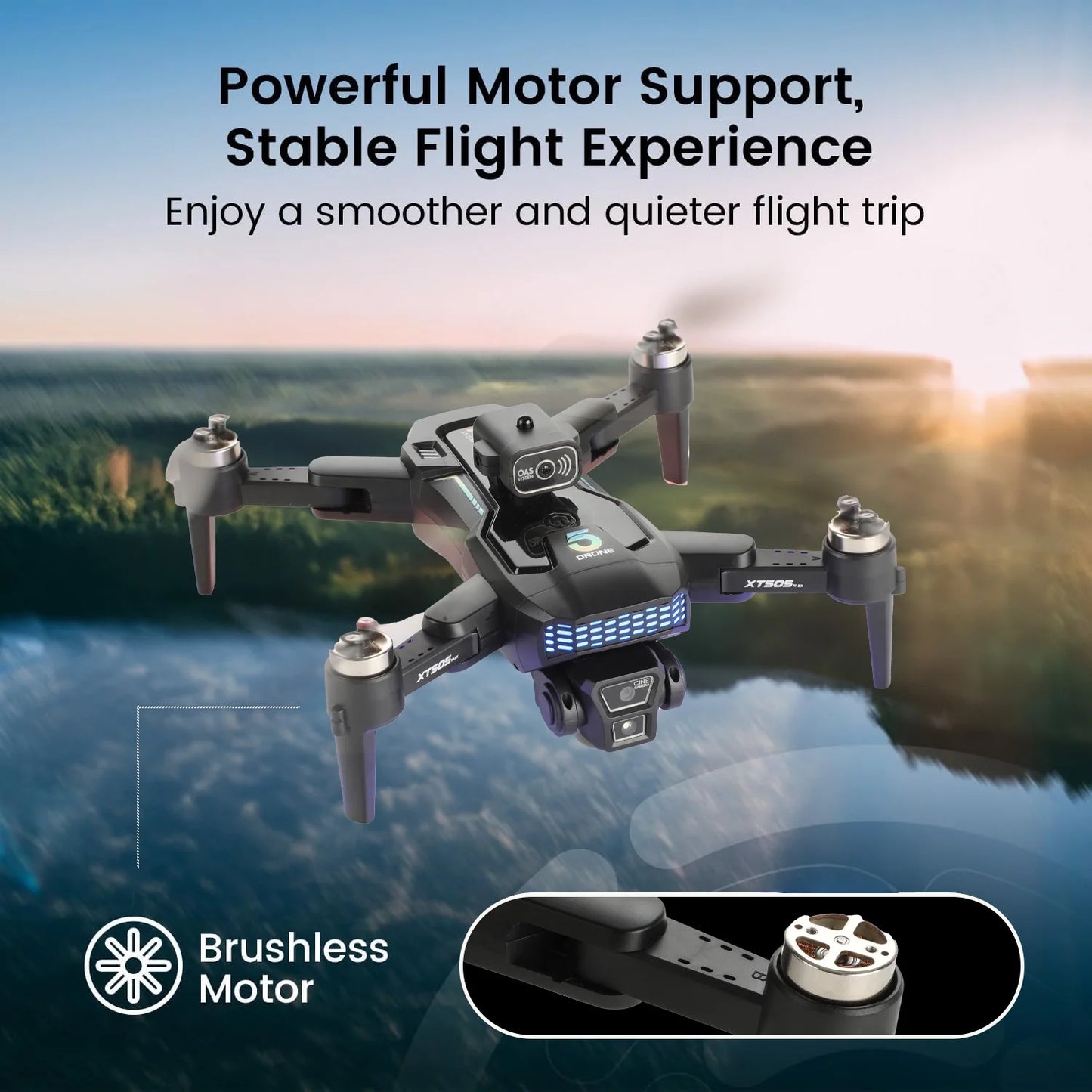 XT505 GPS Drone with 8K HD Camera, Foldable FPV RC Quadcopter with 360° Obstacle Avoidance, Brushless Motor, Auto Return,Follow Me & 2 Batteries for Adults and Beginners