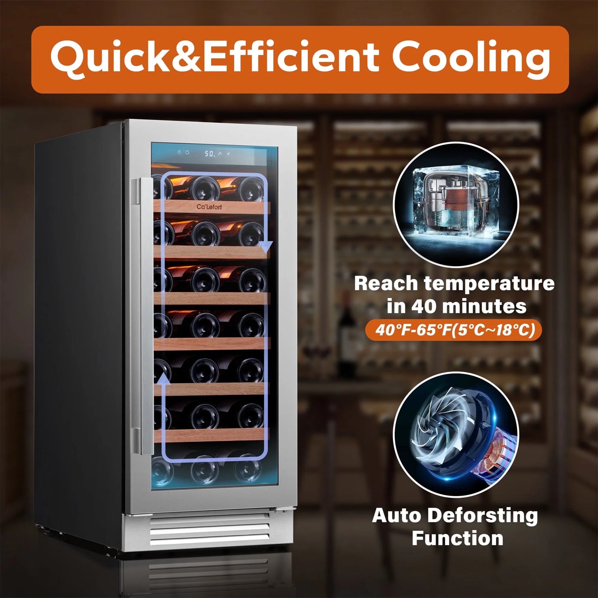 15 Inch Wine Refrigerator,33 Bottle Wine Fridge Freestanding & Built-In Wine Cooler