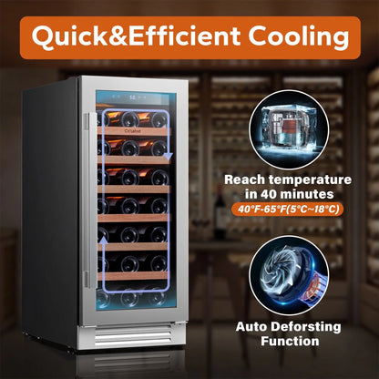 15 Inch Wine Refrigerator,33 Bottle Wine Fridge Freestanding & Built-In Wine Cooler