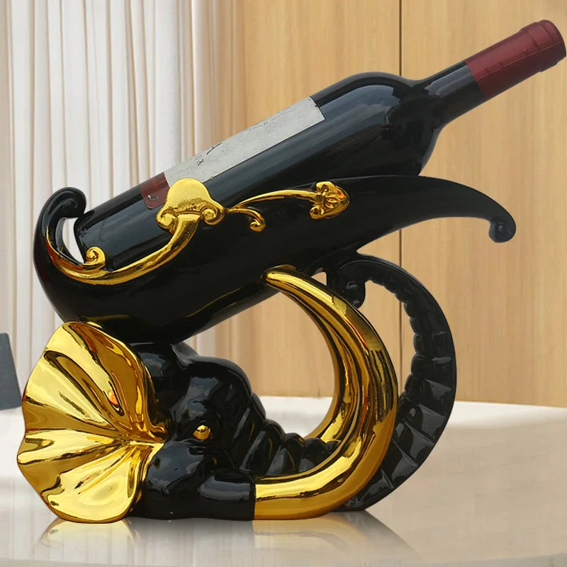 Elephant Red Wine Holder Living Room Luxury Wine Cabinet Decorations High Foot Wine Glass Holder Household Wine Bottle Rack