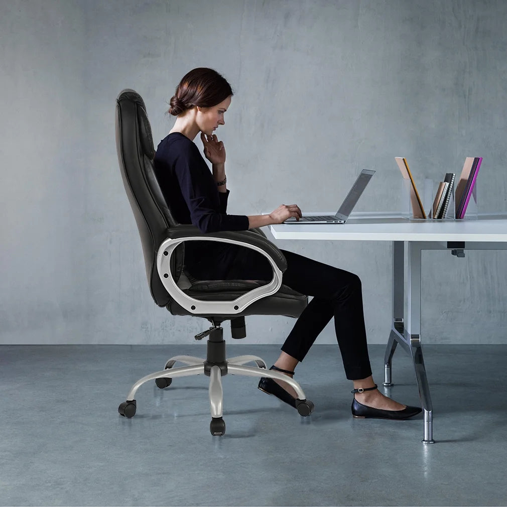 Ergonomic Gaming Chair W/Lumbar Support, Rolling Swivel Office Chair for Adults, Black