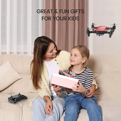 D20-RD D20 Mini Drone for Kids, 720P HD FPV Camera Remote Control 2 Batteries, Red