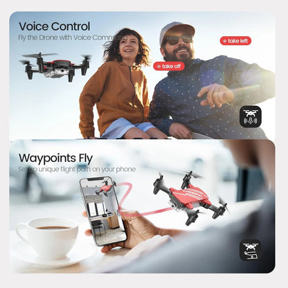 D20-RD D20 Mini Drone for Kids, 720P HD FPV Camera Remote Control 2 Batteries, Red