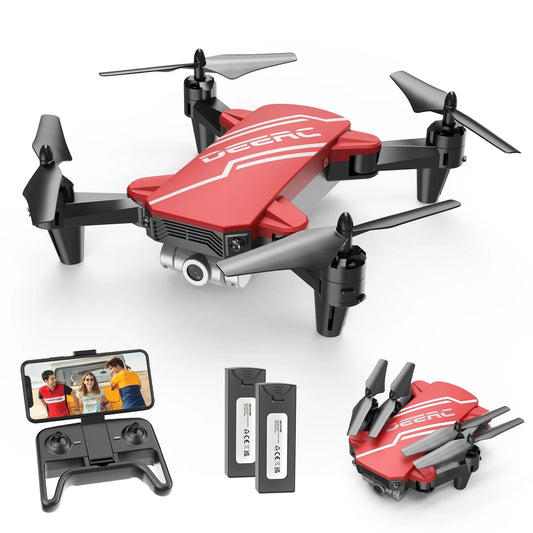 D20-RD D20 Mini Drone for Kids, 720P HD FPV Camera Remote Control 2 Batteries, Red