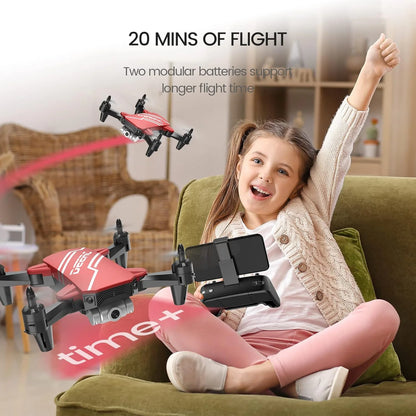 D20-RD D20 Mini Drone for Kids, 720P HD FPV Camera Remote Control 2 Batteries, Red