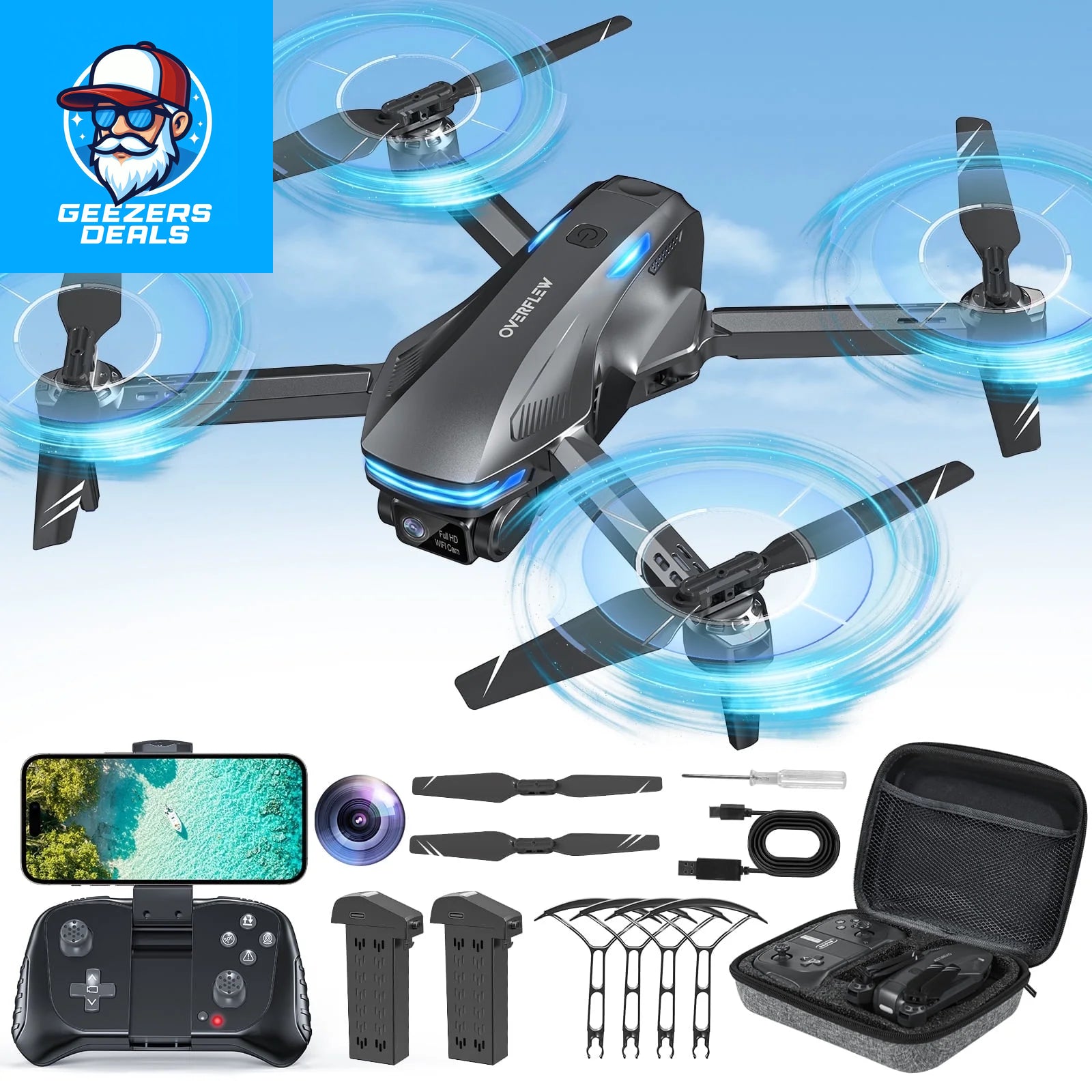 1080P FPV Drone for Adults with Brushless Motor and Optical Flow