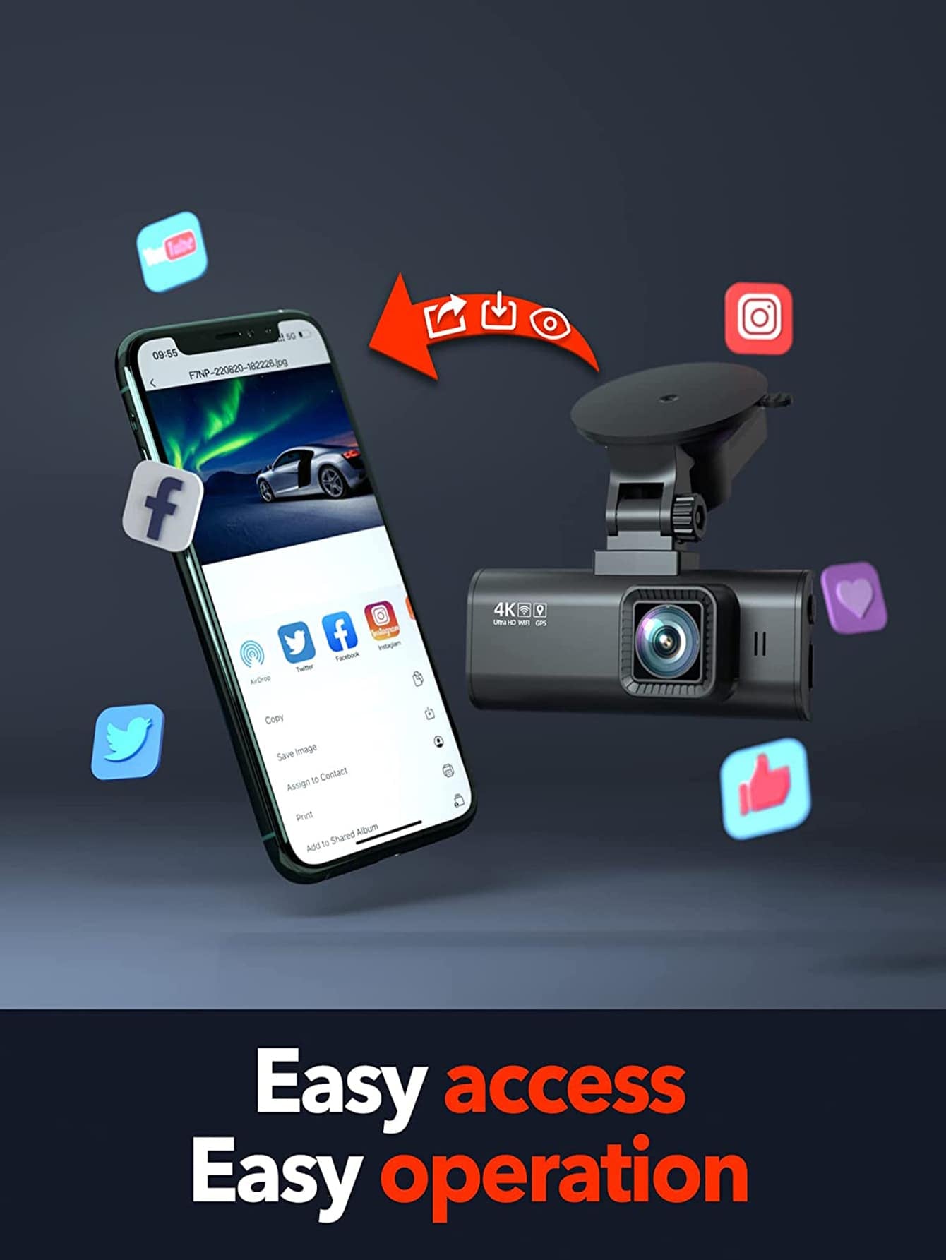 [F7NP 4K Dash Cam+Type-C Hardwire Kit]Redtiger F7NP 4K Dash Cam with Wi-Fi GPS Front and Type-C Hardwire Kit