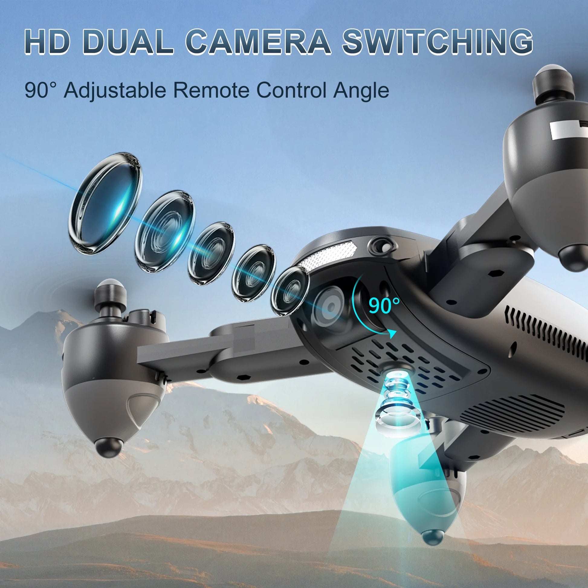 JY01 GPS Foldable Drone with 4K Camera for Adults, Optical Flow Sensor, 2 Batteries, Black