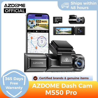 M550 Pro 5.8Ghz Wifi 2/3 Channel Dash Cam 4K+1080P Built-In GPS 3.19" IPS Screen Car DVR IR Night Vision 24H Parking Mode