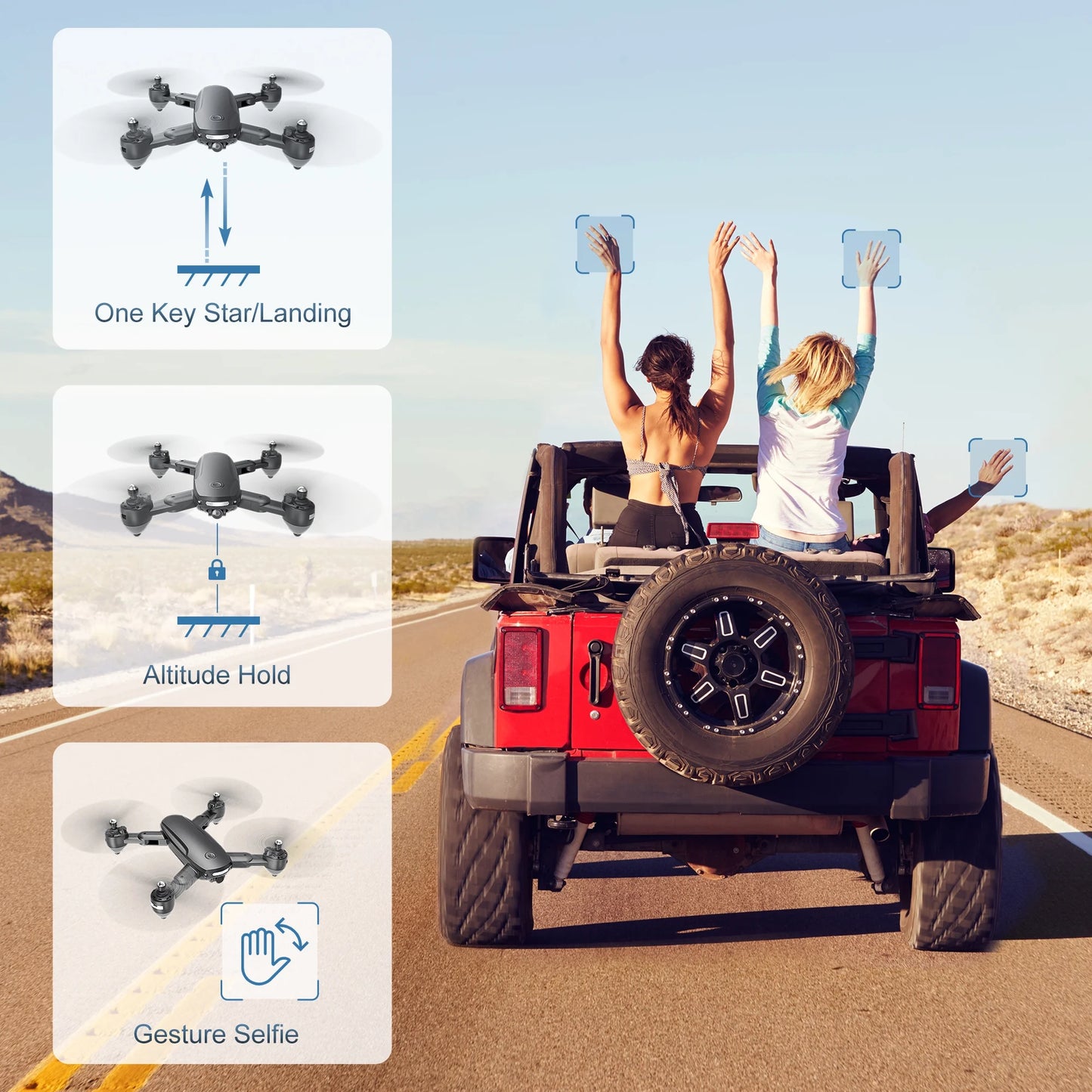 JY01 GPS Foldable Drone with 4K Camera for Adults, Optical Flow Sensor, 2 Batteries, Black