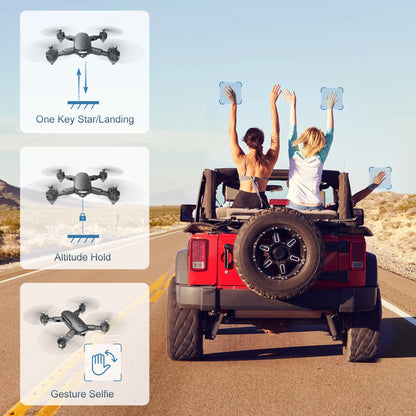 JY01 GPS Foldable Drone with 4K Camera for Adults, Optical Flow Sensor, 2 Batteries, Black