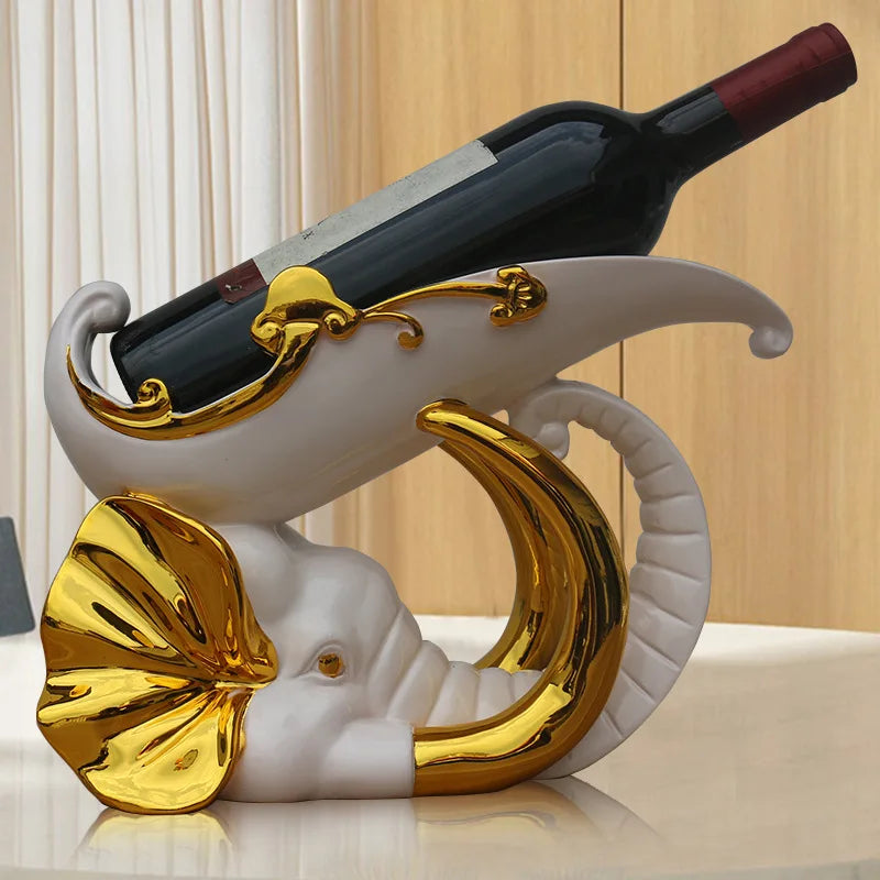 Elephant Red Wine Holder Living Room Luxury Wine Cabinet Decorations High Foot Wine Glass Holder Household Wine Bottle Rack