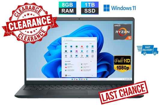 2023 Dell Inspiron 15 Laptop Computer 15.6" FHD AMD Ryzen 5 8GB RAM 1TB SSD