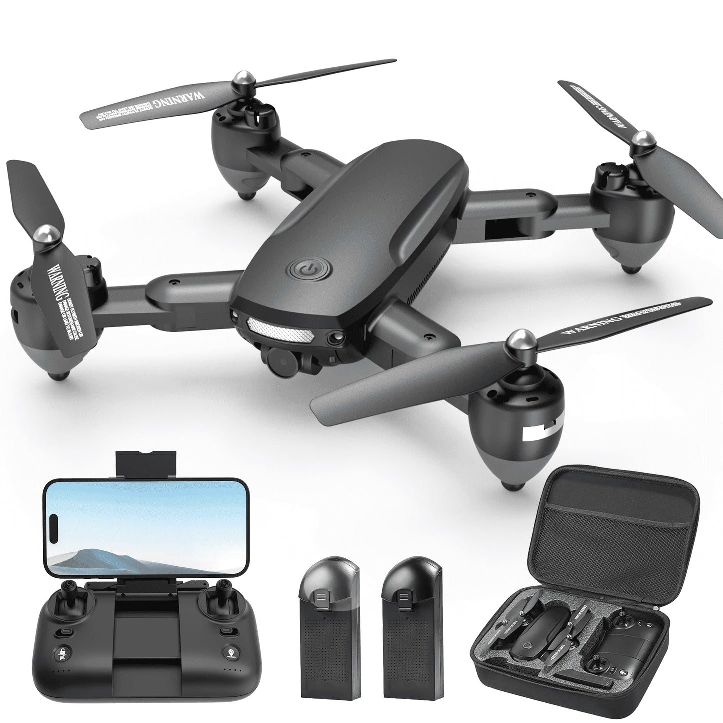 JY01 GPS Foldable Drone with 4K Camera for Adults, Optical Flow Sensor, 2 Batteries, Black