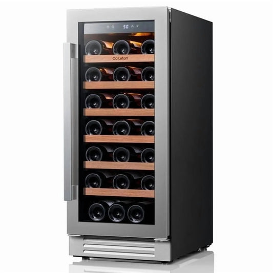 15 Inch Wine Refrigerator,33 Bottle Wine Fridge Freestanding & Built-In Wine Cooler