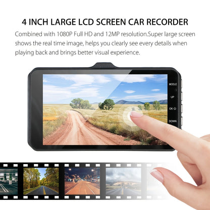 4-Inch Touch Screen Dual Dash Cam Front & Rear - 1080P FHD Car DVR with Night Vision, Parking Mode, Loop Recording