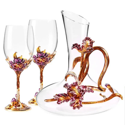 Glass Wine Bottle, Wine Decanter，Creativity, Enamel Color, Wine Cup, Home Decoration, Wine Glass Set，Home Bar，Gift