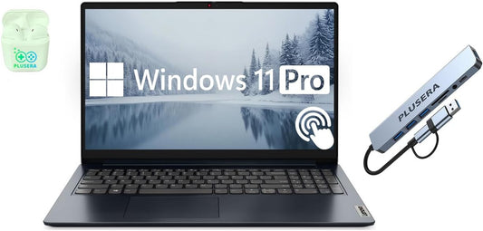 Ideapad 15.6” FHD Touchscreen Laptop, 16GB RAM 1TB Storage (512GB SSD+512GB Docking Station Set), 10-Cores Intel Core I5, Windows 11 Pro with Microsoft Office Included, PLUSERA Earphones