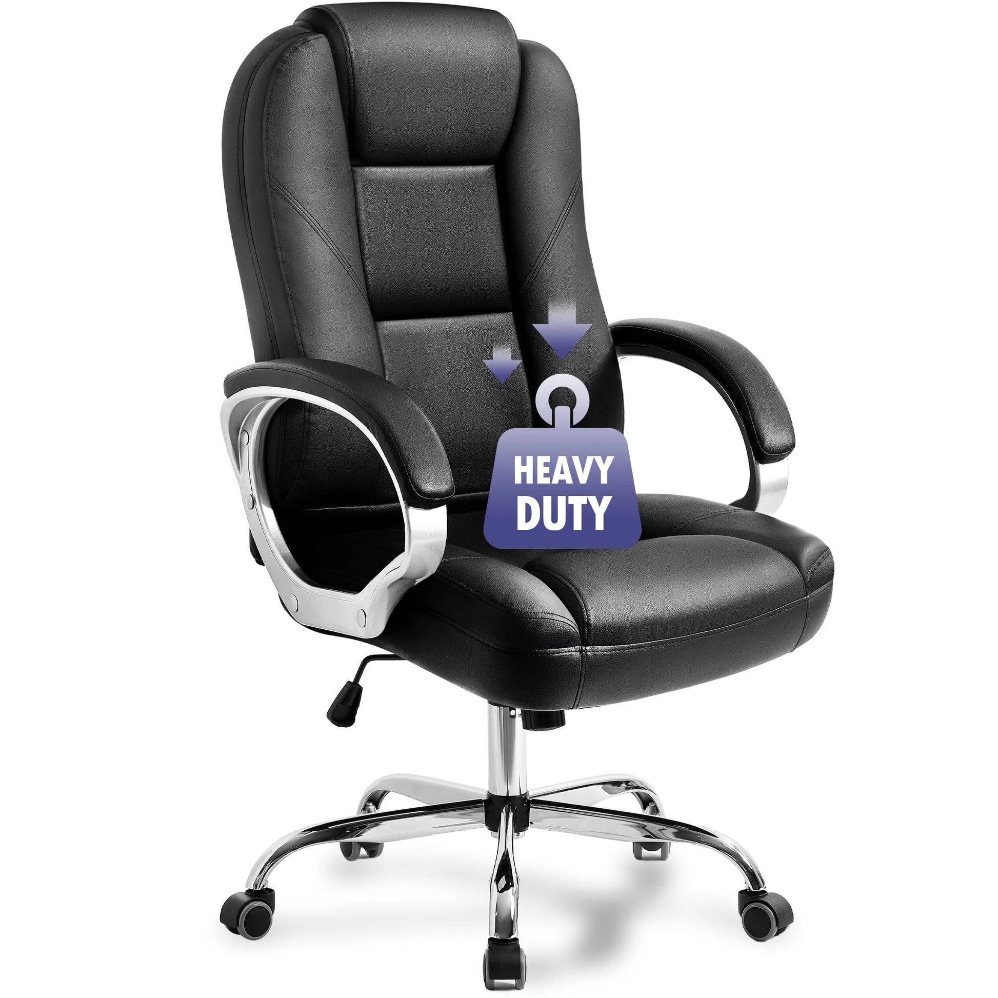 Home Office Chair, Heavy Duty Leather Office Chair, Ergonomic High Back Cushion Lumbar Back Support, Computer Desk Executive Chair for Work, 8 Hours Comfort, Jet Black