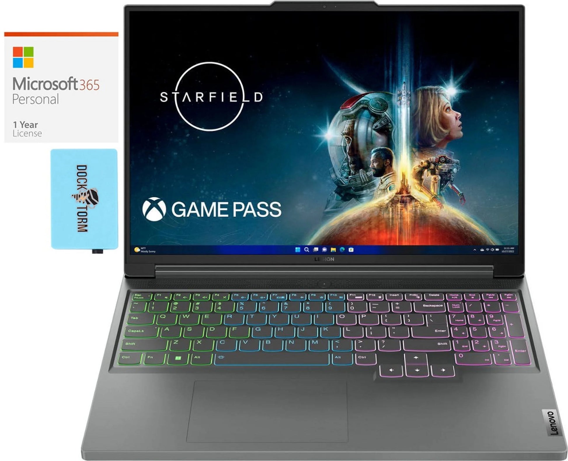Legion Slim 5 Gaming/Entertainment Laptop (AMD Ryzen 5 7640HS 6-Core, 16.0In 144 Hz Wide UXGA (1920X1200), Win 11 Pro) with Microsoft 365 Personal , Dockztorm Hub
