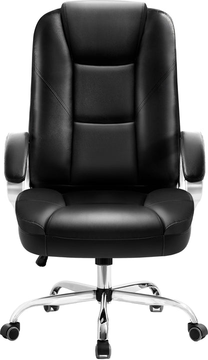 Home Office Chair, Heavy Duty Leather Office Chair, Ergonomic High Back Cushion Lumbar Back Support, Computer Desk Executive Chair for Work, 8 Hours Comfort, Jet Black
