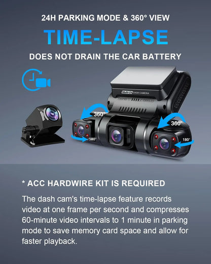 4 Channel Dashcam Built-In GPS Wifi Night Vision 360 Degree View Dash Car Camera Parking Monitor 128G 1080P
