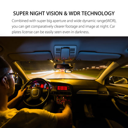 4-Inch Touch Screen Dual Dash Cam Front & Rear - 1080P FHD Car DVR with Night Vision, Parking Mode, Loop Recording