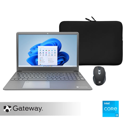 15.6" Ultra Slim Notebook with Carrying Case & Wireless Mouse, FHD, Intel® Core™ I3-1115G4, Dual Core, 4GB Memory, 128GB SSD, Windows 11 S