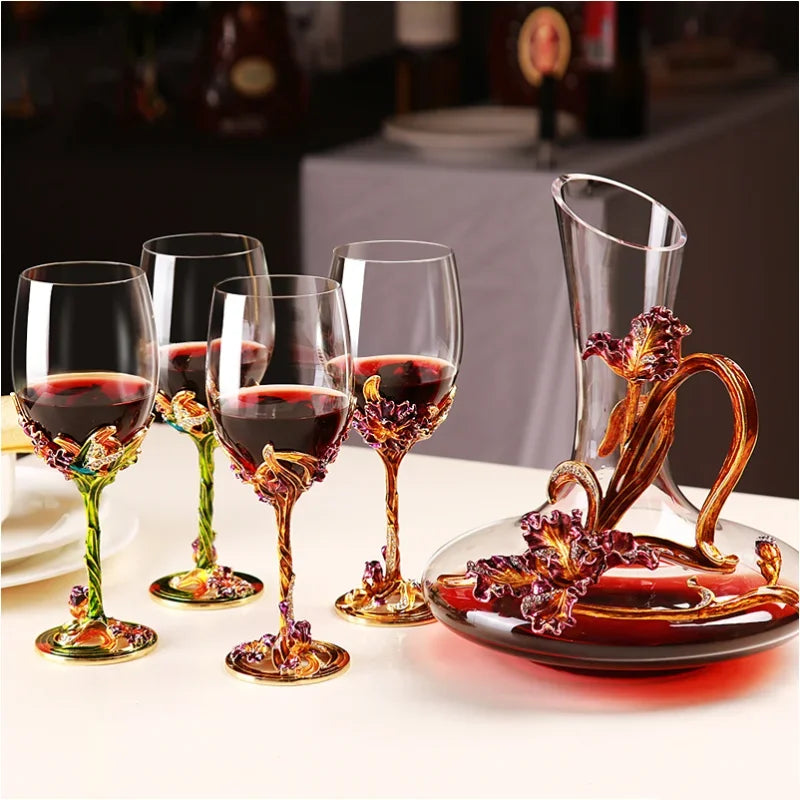 Glass Wine Bottle, Wine Decanter，Creativity, Enamel Color, Wine Cup, Home Decoration, Wine Glass Set，Home Bar，Gift