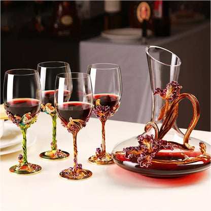 Glass Wine Bottle, Wine Decanter，Creativity, Enamel Color, Wine Cup, Home Decoration, Wine Glass Set，Home Bar，Gift
